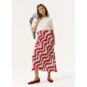 Mint Velvet Red Wavy Print Slip Skirt